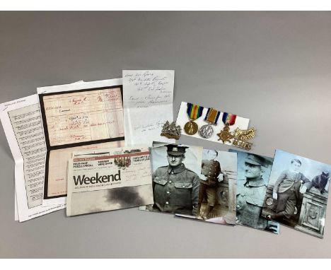 WWI Manchester Regiment items relating to the service of Private Leonard Rosling, lot includes trio of medals 1914-15 Star, B