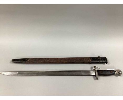 British Army 1907 Pattern Bayonet With Scabbard, some ordnance marks to ricasso.