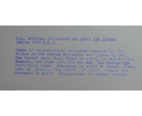 35 WWII 10 x 8 press photographs to include Nazi and Allied leaders and enlisted men. Most are named to verso. P&amp;P Group 