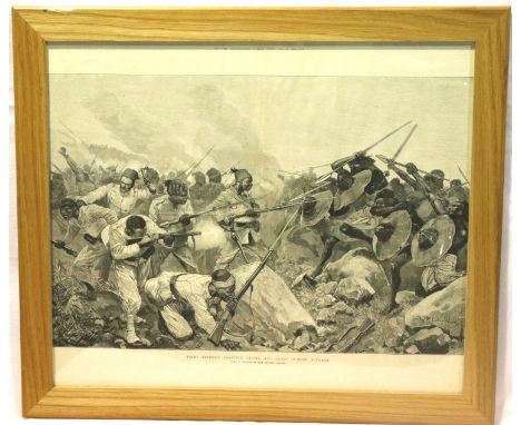 Print of Fight between Egyptian Troops and Arabs outside Youakim by Woodville circa 1884, L: 48 x 40 cm. P&amp;P Group 3 (£25