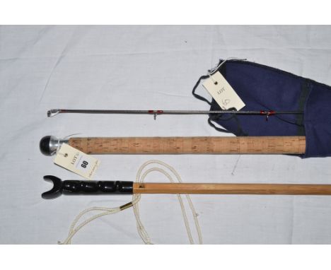 Grey's of Alnwick: a Graphite "King Spin" 10ft. two-piece spinning rod, in blue slip; together with a Sharpe's "Scottie" tape