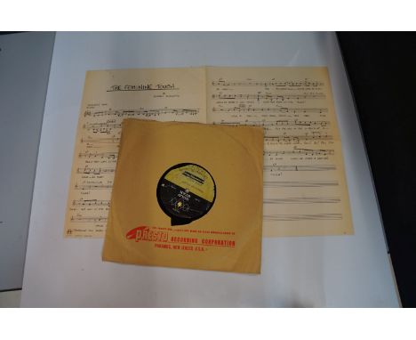 VINYL - Dorsey Burnette - "FEMININE TOUCH", UNRELEASED US 1961 ONE SIDED ROCKABILLY / ROCK 'N' ROLL 10" 78rpm GOLD STAR, PUBL
