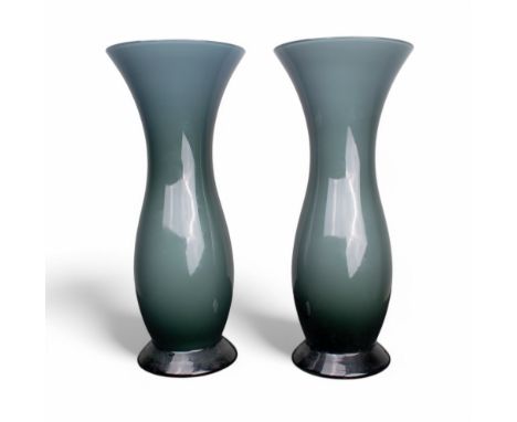 Salviati A pair of Murano glass blue vases 1998 Signed 'Salviati 1998' to the base  Dimensions: 12.5 in. (H) x 5.5 in. (W) 