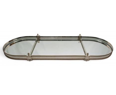 20th century A silver plate surtout de table, composed of three sections with four pine cones marking the corners. With a Neo