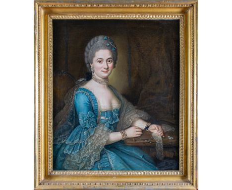 Alexandre Roslin (Swedish, 1718-1793) Portrait of a lady in a blue dress Oil on canvas&nbsp; From the Fane Collection Dimensi