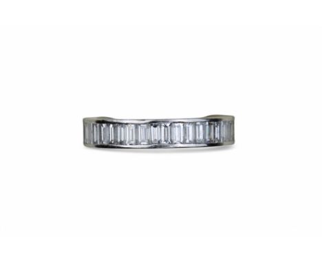 Asprey, London,&nbsp;c. 2000, a&nbsp;fine quality baguette cut diamond hoop ring mounted in platinum, (Valued for insurance p