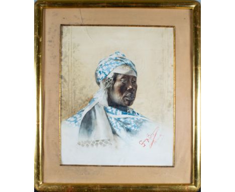 Giuseppe Signorini (Italian, 1857–1932) Portrait of an North African man Watercolour on paper Signed 'Giuseppe Signorini Roma
