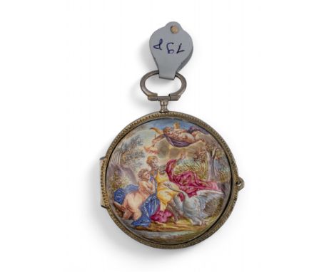 British  18th century A Staffordshire enamel watch with erotic scene on inside lid (as found)&nbsp; Together with a French, 1