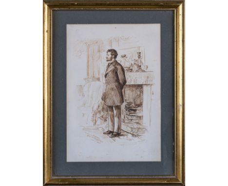 George du Maurier (French, 1834-1896) A portrait of Frederick Locker 1872 Pen on paper&nbsp; Inscribed lower left, 'a mon ami