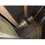 Camel back drill press, line shaft belt driven.