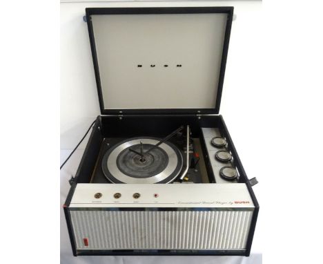 BUSH RECORD PLAYERwith lift up lid revealing deck and volume controls, with integrated speaker to front 