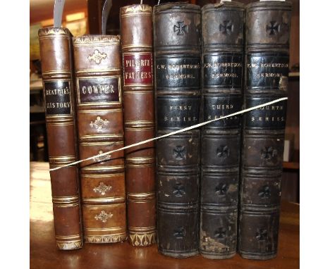Prize Bindings;  Pilgrim Fathers, Beattie's history, Cowper's poetical works. All in full contemporary calf with Morocco half