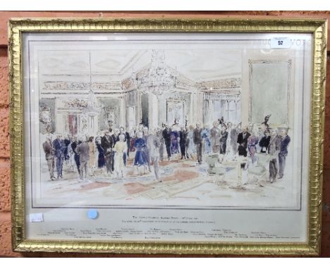 A Coloured Print of an Interior Hotel Scene.