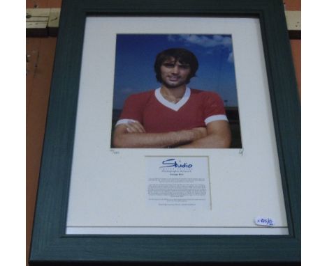 A Limited Edition Photographic Print of George Best  - 252/2500 with C.A.O. verso together with a limited edition golfing pri
