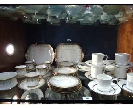 A Cauldon Part Coffee Service for Five, with swag decoration gilt Greek key banding on a white ground , comprising of 5 cups,