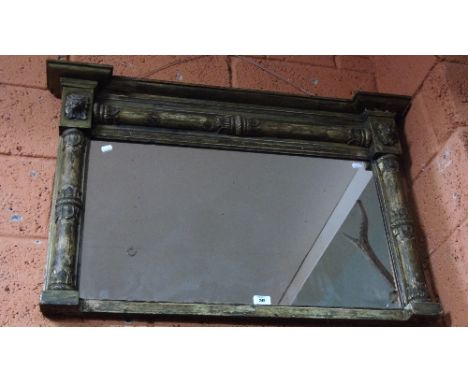 A Regency Giltwood and Gesso Landscape Overmantel Mirror, with a moulded cornice of recessed broken outline and inset rectang