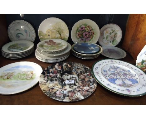 A Shelf of Collectors Plates to Include Norman Rockwell, Royal Doulton, Jeanne Emery, and further decorative hand-painted exa
