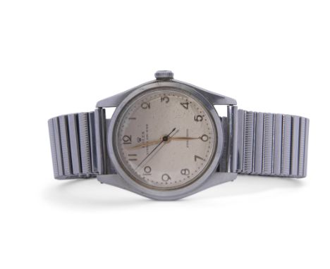 Third quarter of 20th century gents Rolex Oyster Air-King perpetual wrist watch with stainless steel case, having gold hands 