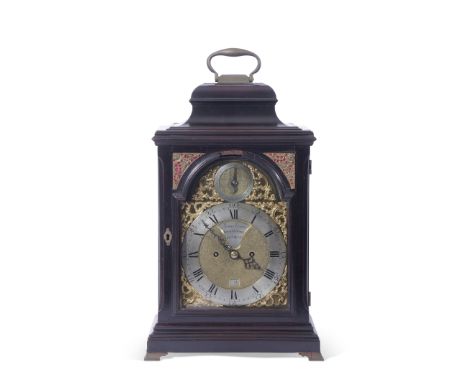 James Evans, Royal Exchange, London, 18th century bracket or table clock, the arched brass and silver dial with Roman and Ara