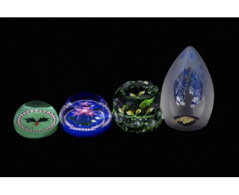 OKRA glass paperweight signed R Goulding, 30/50, together with a William Manson Snr faceted weight, limited edition, and a fu