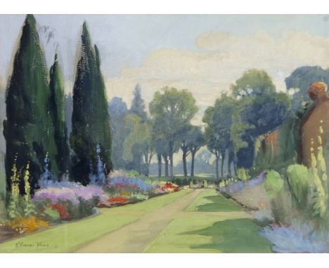 Kitty Airini Vane (New Zealand, 1891-1965), Untitled, An English summer garden. Watercolour and gouache, signed, 1927, 27.5 x