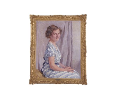 Anna Airy RA, RE, ROI (British, 1882-1964), Portrait of Mrs David Ransome. Oil on board, signed by the artist (upper left). 9