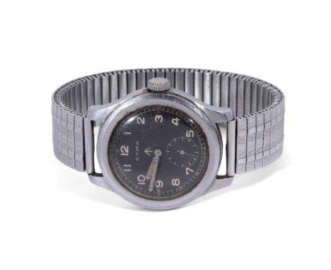 Of Second World War interest - a CYMA military issue "Dirty Dozen" wrist watch having luminous hands to a black finished dial