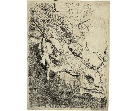 Rembrandt Harmensz. van Rijn (Leiden 1606 - 1669 Amsterdam)Die kleine Löwenjagd mit einem Löwen - The Small Lion Hunt (With O