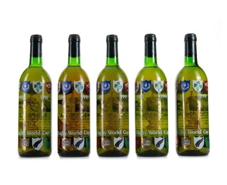 5 BOTTLES OF 1991 RUGBY WORLD CUP WINE FRENCH - WHITE BORDEAUX Each 12% ABV / 75clQty: 5