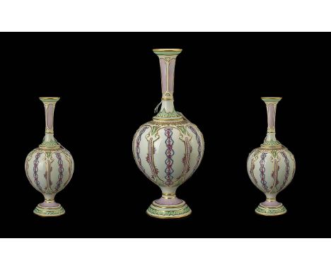 Royal Worcester Hand Painted - Persian Style Vase,  Dated 1902, Shape No 1850. 11.5 Inches - 28.75 cm Tall