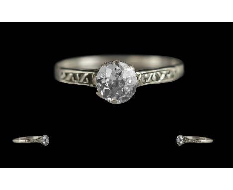 18ct Gold Pleasing Single Stone Diamond Set Ring, Not Marked but Tests 18ct Gold. The Round Faceted Diamond of Good Colour, E