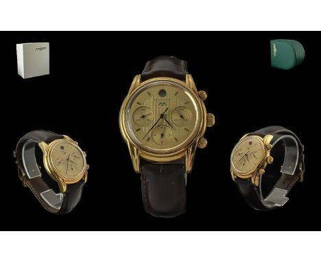 Longines Gents Automatic Chronograph Gold on Steel Wristwatch.  Features just-date display window, water resistant, multi dia