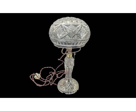 1930s Cut Glass Mushroom Lamp, large size, height 20''.
