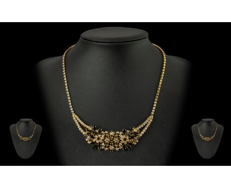 Christian Dior Vintage Attractive Statement Necklace, Beautifully Made with Sparkling Stones and Classy Design. Stamped Chr D