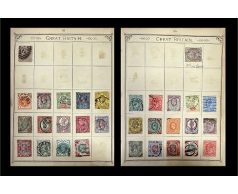 Stamps Very Old Lincoln Album Approx ''1904'' With Stamps World Up To That Date Includes GB Line Engraved Imperf And Perf, 18