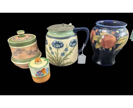 Small Collection of Porcelain, comprising a Moorcroft vase, fruit pattern, 7'', (some damage), Burslem MacIntyre William Moor