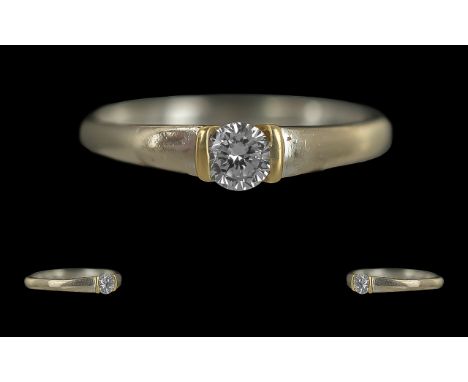 Ladies 18ct Gold Single Stone Diamond Set Ring.  Full hallmark to interior of shank.  The brilliant cut small diamonds of exc