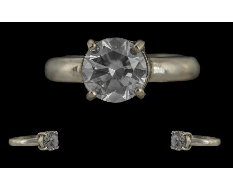 Single Stone Diamond Ring, approx. 1.5 ct, with 18ct white gold band, SI1 clarity, slightly drawing colour, ring size J.