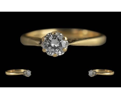 18ct Gold Single Stone Diamond Ring, diamond 0.25 ct, overall weight 2.35 grams.  Ring Size H.