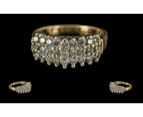 9ct Gold Diamond Cluster Ring, weight 3.12, ring size I.