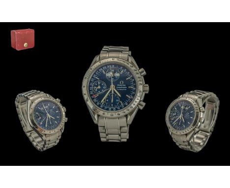 Omega - Seamaster Automatic Chronograph Gents Stainless Steel Wrist Watch, c.2005. Ref 35238000, Features Blue Dial, Multi-Di