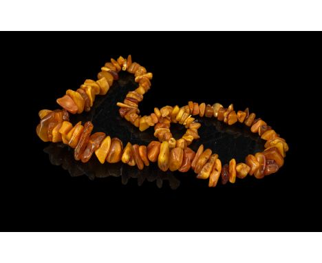 Butterscotch Amber Slab Bead Necklace, vintage, 27 inches (67.5cms) long