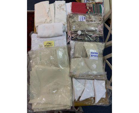 Large Quantity of Vintage Table Linen, comprising Victorian tablecloths, small vintage tablecloths, Christmas table linen, wh