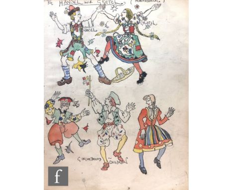 Albert Wainwright (1898-1943) - A sketch depicting various studies of costume designs for the stage production of Hansel and 
