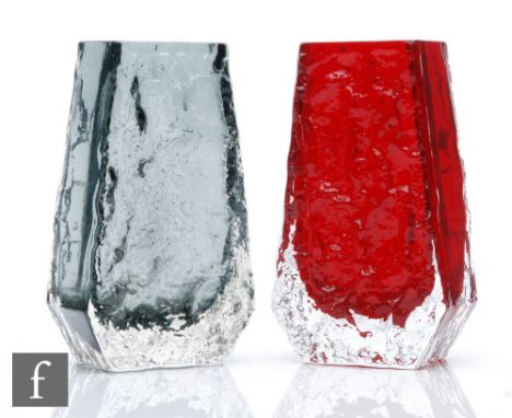 Geoffrey Baxter - Whitefriars - Two coffin vases, to include pattern number 9686 in&nbsp;Pewter and pattern number 9686 in Ru