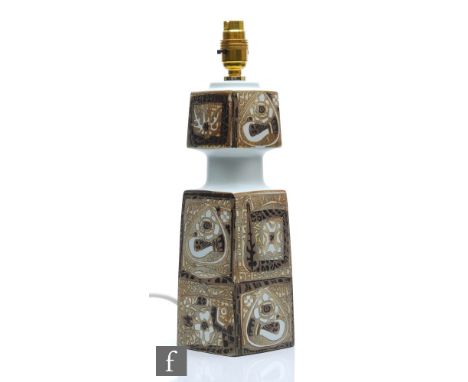 Nils Thorsson - Royal Copenhagen for Fog and Morup - A mid 20th Century ceramic BACA lamp base, decorated with abstract bird 