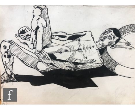 Albert Wainwright (1898-1943) - A study depicting a sketch of a reclining male nude, to the reverse a further sketch of a mal