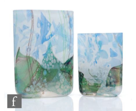 Michael Harris and Elizabeth Harris - Isle of Wight - Two studio glass vases in the Flower Garden pattern in the Larkspur col