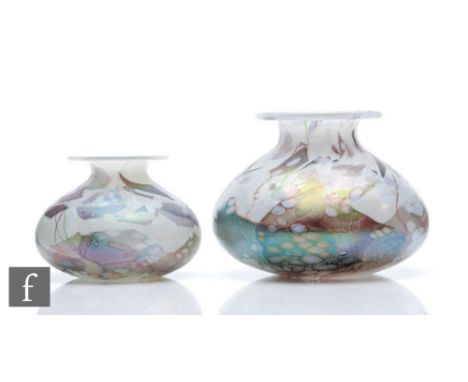 Michael Harris and Elizabeth Harris - Isle of Wight - Two studio glass vases in the Flower Garden pattern in the Lavender col