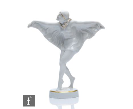 Karl Tutter - Hutschenreuther - An Art Deco porcelain figure modelled as a butterfly dancer in the manner of Goldscheider, wi